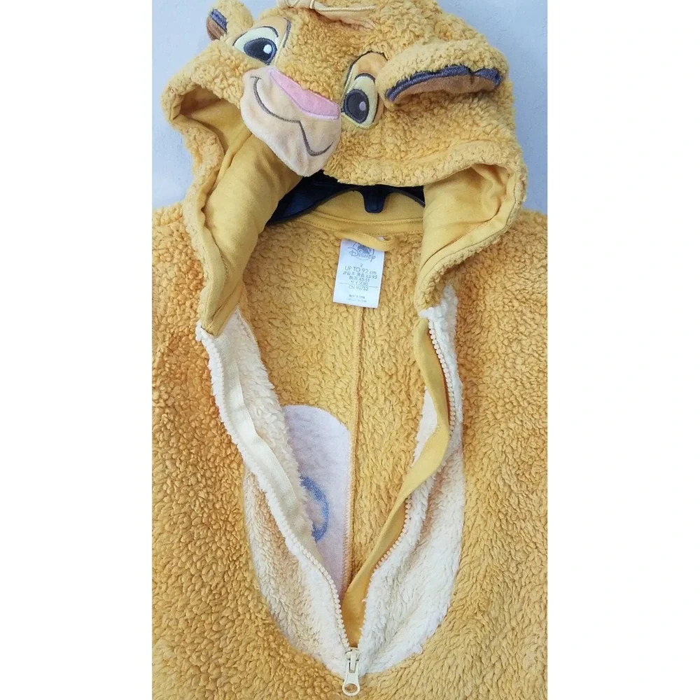 Disney Lion King SIMBA Halloween Costume Pajama One Piece‎ Hooded Kids Size 2